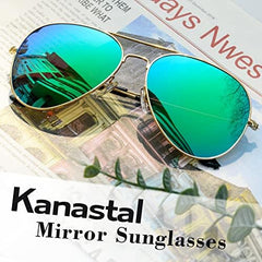 KANASTAL Polarized Sunglasses for Women and Men, Metal Frame Sun Glasses Retro Shades for Mens Driving Outdoor Military Style 100% UV400 Protection