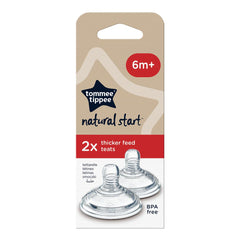 Tommee Tippee Closer to Nature Baby Bottle Teats, Breast-Like, Anti-Colic Valve, Soft Silicone, Thick Flow, 6m+, Pack of 2