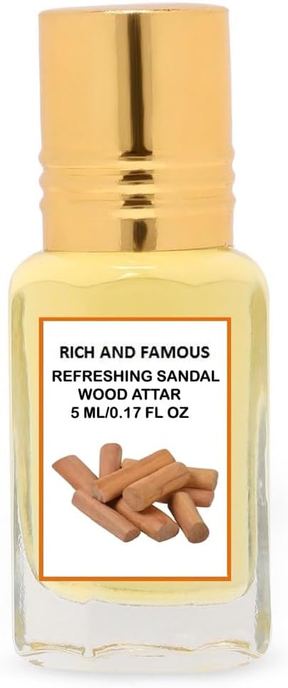 RICH AND FAMOUS Liquid Fragrances Refreshing Sandal Wood (Natural Sandalwood Itra/Attar/Sandalwood Perfume) For Unisex, 5ml