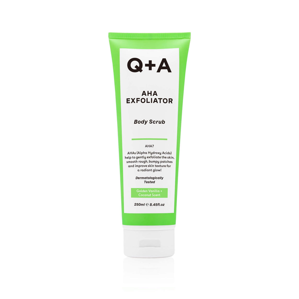 Q+A AHA Exfoliating Body Scrub, Combination of AHA Lactic Acid and Glycolic Acid in conjunction with Physical Peels Improves Skin Texture, 250 ml