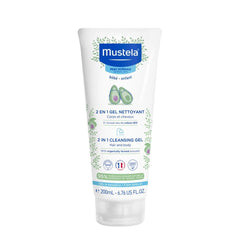 Mustela Baby 2-in-1 Cleansing Gel - Baby Body & Hair Cleanser - with Natural Avocado - Biodegradable Formula & Tear-Free - 200ml