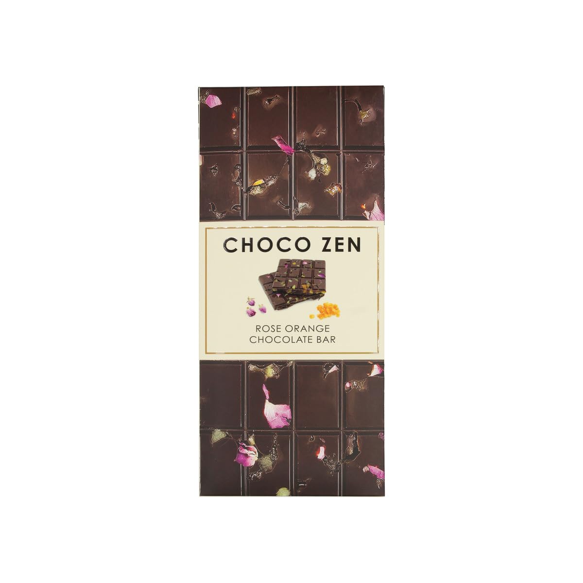 Choco Zen Premium Dubai Orange Dark Chocolate Bar, Luxury Dessert, Gourmet, Rich With Premium Flavors - 130g