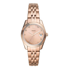 Fossil Women's Scarlette Mini Three-Hand Date, Rose Gold-Tone Stainless Steel Watch, ES4898