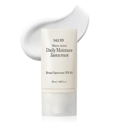 SU:M Micro Active Daily Moisture Sunscreen Korean Skincare SPF 40 for UV Protection, Hydration, Soothing Sensitive Skin, No White Cast. With Biopeptide190 & Niacinamide 1.69fl oz