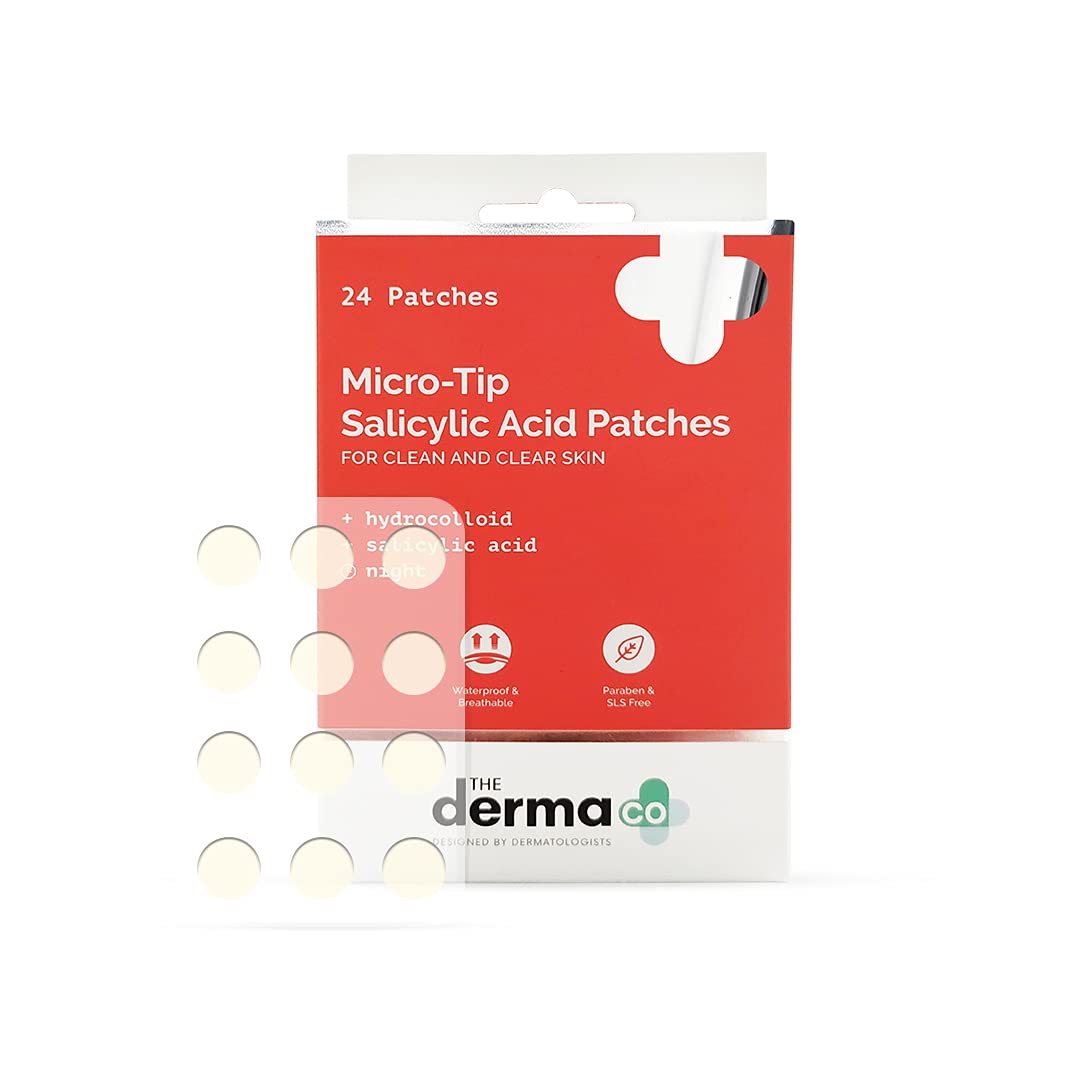 The Derma Co Micro-Tip Salicylic Acid Acne Pimple Patches with Hydrocolloid for Clean & Clear Skin - 24 Patches in 1 Pack