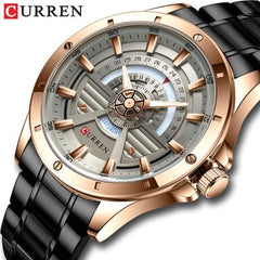 CURREN Original Brand 8381 Stainless Steel Band Wrist Watch For Men With Brand (Box)-8381 - BROWN GRAY