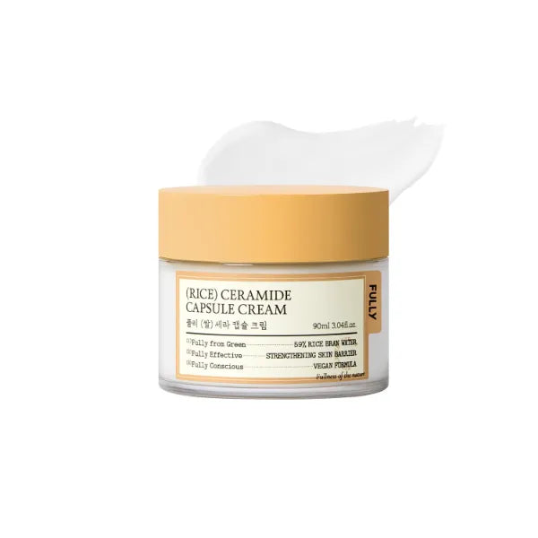 FULLY Rice Ceramide Moisturizing Cream – Deep Hydration Korean Facial Cream with Rice Bran Extract & Ceramide, Strengthens Barrier, Glowing Skin, Fragrance-Free, Vegan& Dermatologist Tested 3.04 fl.oz
