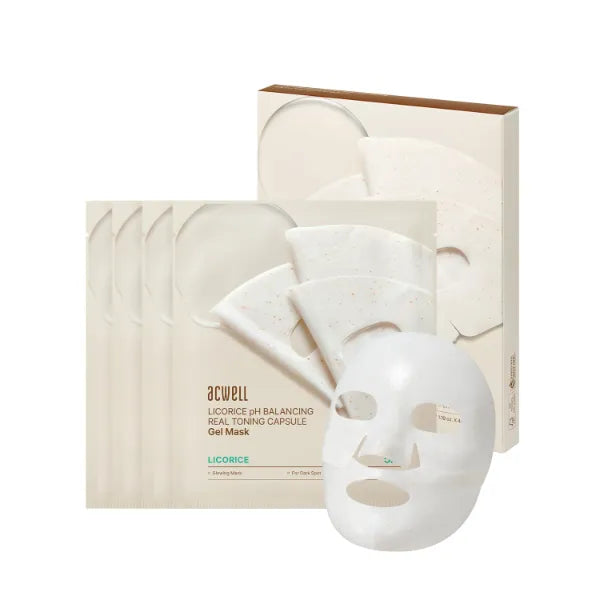 ACWELL Licorice pH Balancing Real Toning Capsule Gel Mask - Hydrating Overnight Face Mask for Glass Skin, Niacinamide & Low Molecular Collagen | 1.19oz x 4ea