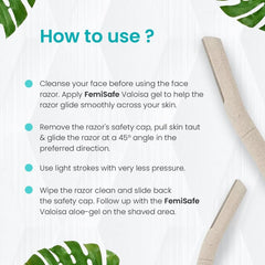 FemiSafe Eco Friendly Face Razor | Easy & Safe Painless Hair Removal for Facial Hair & Bikini Area|Organic & Soothing Pack of 3 Razors with Micro Guards|Remove fine hairs effectively
