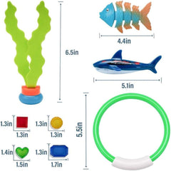 AM ANNA 26 PCS Diving Toy for Pool Use Underwater Swimming/Diving Pool Toy Rings, Toypedo Bandits,Stringy Octopus and Diving Fish with Under Water Treasures Gift Set Bundle