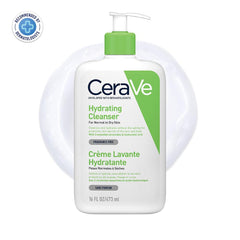 CeraVe Hydrating Cleanser | Face and Body Wash for Normal to Dry skin with Hyaluronic Acid and Ceramides | Fragrance Free Paraben Free |16Oz, 473 ml (Pack of 1)