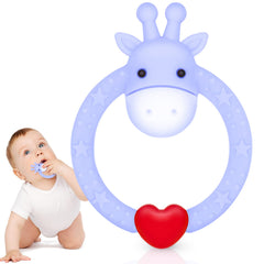 SHARE&CARE BPA Free Silicone Giraffe Baby Teether Toy with Storage Case, for 3 Months Above Infant Sore Gums Pain Relief and Baby Shower, Baby Teething Toys (Purple)