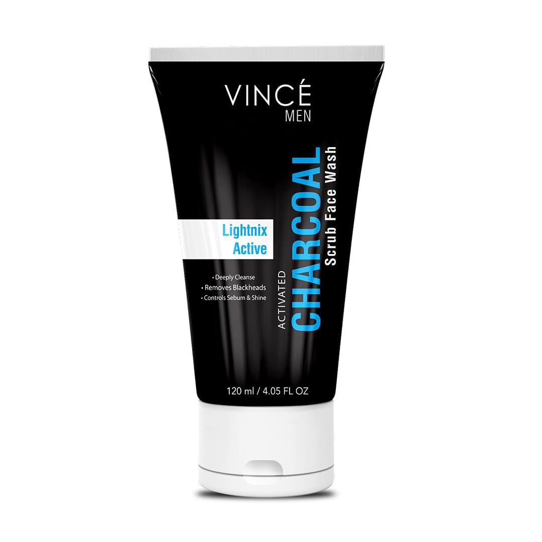 Vince Charcoal Face Wash – Deep Cleanses, Exfoliates Dead Skin, and Reduces Blackheads – Removes Dirt, Oil, and Impurities for a Clear, Glowing Complexion – 120ml