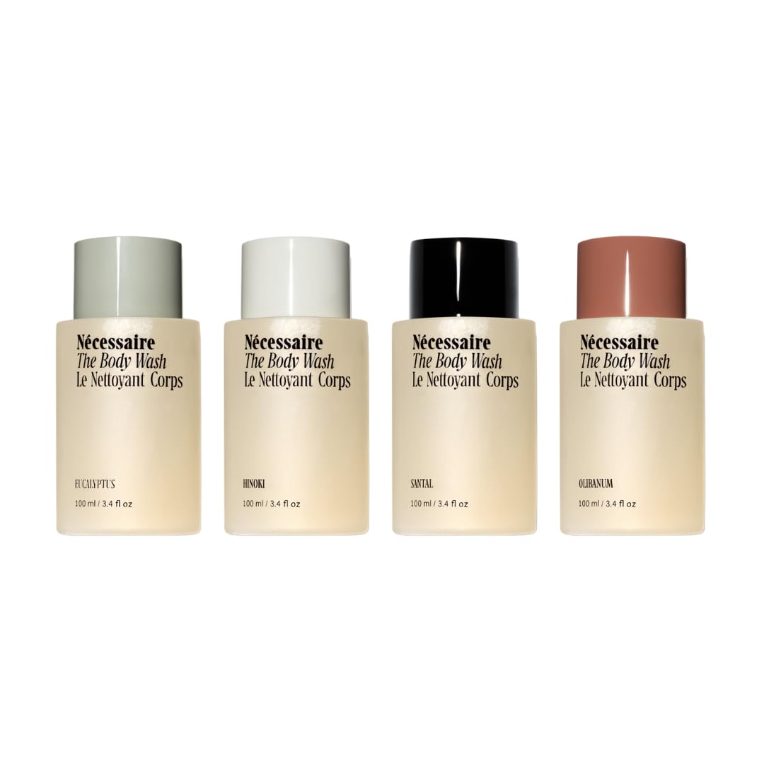 Nécessaire The Body Wash Discovery Collection. Skincare Gift Set For Women + Men. Radiance Cleanse. 4x Travel Size Skin Care Set With Vitamins + Niacinamide. 3.4 fl oz