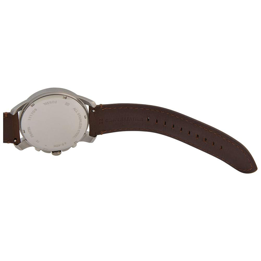 Fossil Leather Mens Quartz Watch Brown & White