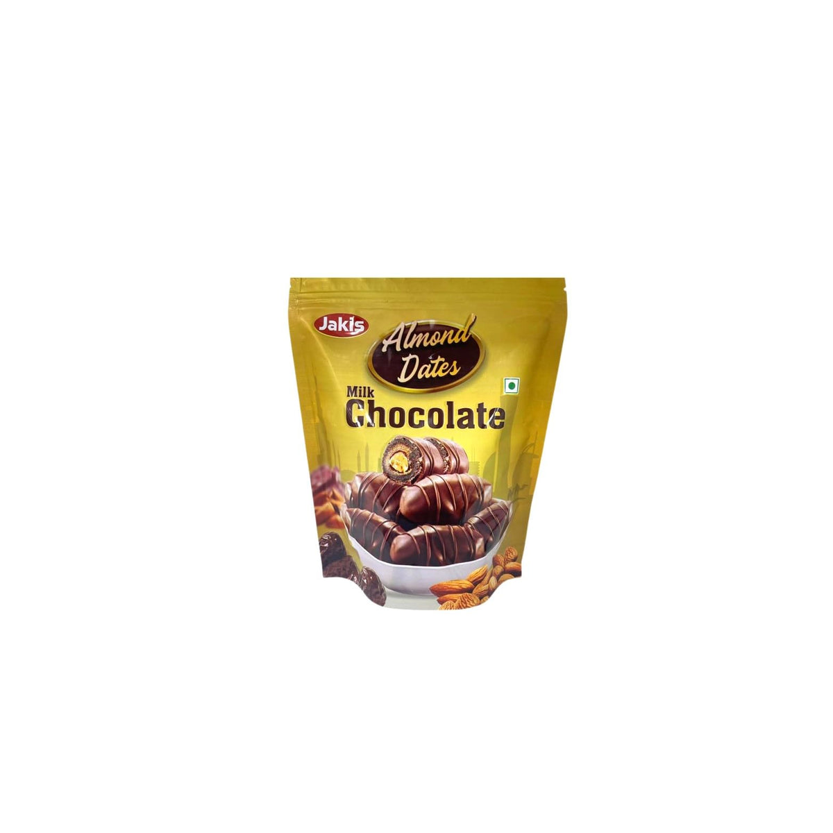 Jakis Premium Quality Almond Date Milk Chocolate, Covered with Milk Chocolate -300 grams