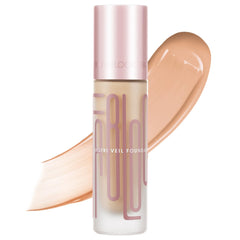 FABLOOX Nutri Veil Foundation - Hydrating and Nourishing Formula with Medium to Full Buildable Coverage Makeup - 80% Essence Luminous Finish - Skincare Makeup Hybrid - Vegan - Almond - 1.1 Fl Oz