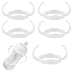 Pack of 5 Baby Bottle Handles, Easy Grip Standard Plastic Handle for Avent Natural Wide Mouth PP Glass Baby Bottles Baby Bottles Accessories for Baby Small Hand Grip Design (White)