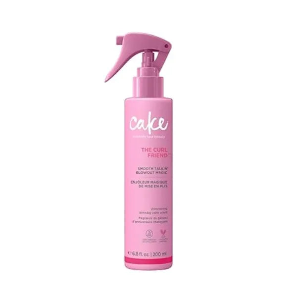 Cake Beauty Curl Blow Out Spray, Smooth Talkin' Blow Out Magic Smooths and Straightens Curls Sleek Strands up to 72H, 450 F Heat Protection, Fights Frizz & Humidity For Curly Hair 6.8 fl oz./200mL