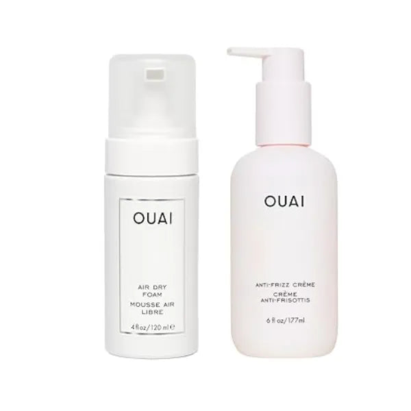 OUAI Anti Frizz Hair Styling Bundle Includes Anti Frizz Crème + Air Dry Foam for Frizz Control