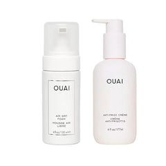 OUAI Anti Frizz Hair Styling Bundle Includes Anti Frizz Crème + Air Dry Foam for Frizz Control