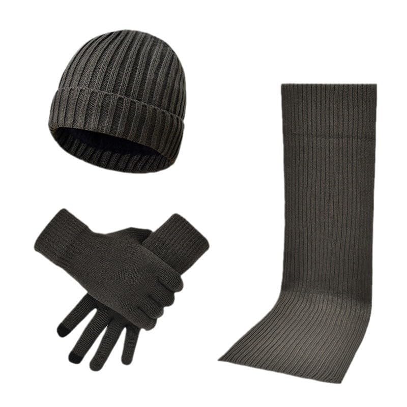 Cybrixus Winter Hat Scarf Glove Set, 3 in 1 Wool Hat Gloves & Scarf Winter Set, Women Winter Hats 3-Piece Warmer Set,Men Womens Ski Cap Touch Screen Mittens Suit Couples Matching Hats for Men Women - Grey