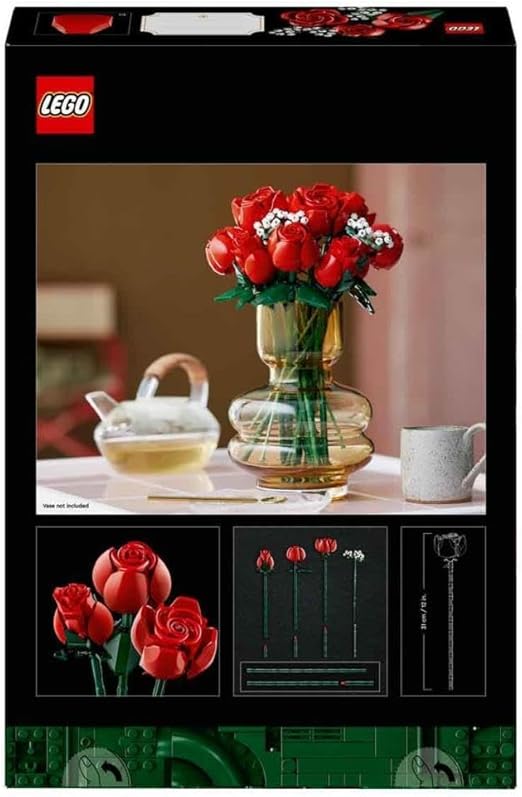 LEGO Icons Bouquet of Roses, Artificial Flowers Set for Adults, Botanical Collection, Home or Office Décor Accessories, Gifts for Women, Men, Her or Him, Relaxing Activities 10328