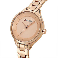 CURREN Ladies analog watch rose gold stainless steel case rose gold dial rose gold stainless steel bracelet