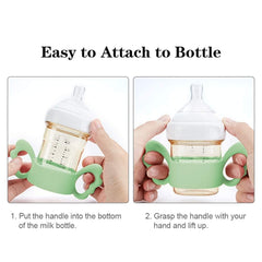 Khazna Baby Bottle Handles, Silicone Wide-Neck Handle for NUK/Avent/Dr Browns/Hegen Bottle and Other Dia 6-7cm Wide-Neck Baby Bottle, for Baby Gripping (4 Pack)