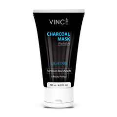 Vince Charcoal Face Mask – Deeply Cleanses Pores, Removes Dirt, Impurities & Blackheads – Reduces Dead Skin Cells & Reveals a Glowing Complexion – Sulfate-Free – Washable, 120ml