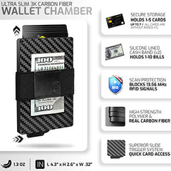 Fidelo Minimalist Wallet for Men - Slim Credit Card Holder RFID Mens Wallets with Magnetic Money Clip Removable Black Leather Case - Black