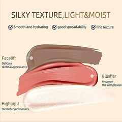 MAKINGTEC 4 Colors Liquid Contour Beauty Wand Set with Cushion Applicator,Highlighter & Blush, Waterproof Contour Pen, Highlighter Stick, Blush Stick Easy to Create 3D Face Makeup Natural Matte Finish