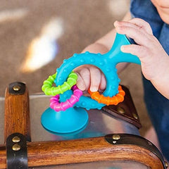 Fat Brain Toys Pipsquigz Loops – Teal, Vibrant Silicone Suction Cup Toy for Babies, Sensory Exploration, Fine Motor Skills Development, Rattling Sounds, and Soothing Gum Relief