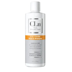 CLn 2-in-1 Gentle Wash & Shampoo- Multi-functional Cleanser for Skin & Scalp Prone to Irritation, Flaking, Itching, Dryness & Razor Bumps, Fragrance-Free & Paraben-Free, 8 fl. oz