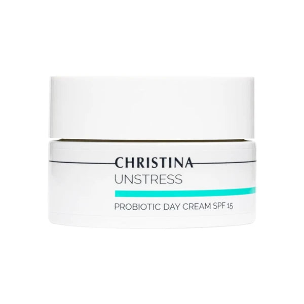 Christina Unstress Probiotic Face Cream SPF 15 50ml – Hydrating Moisturizer with Peptides, Probiotics & Antioxidants for Radiant, Balanced & Recovered Skin