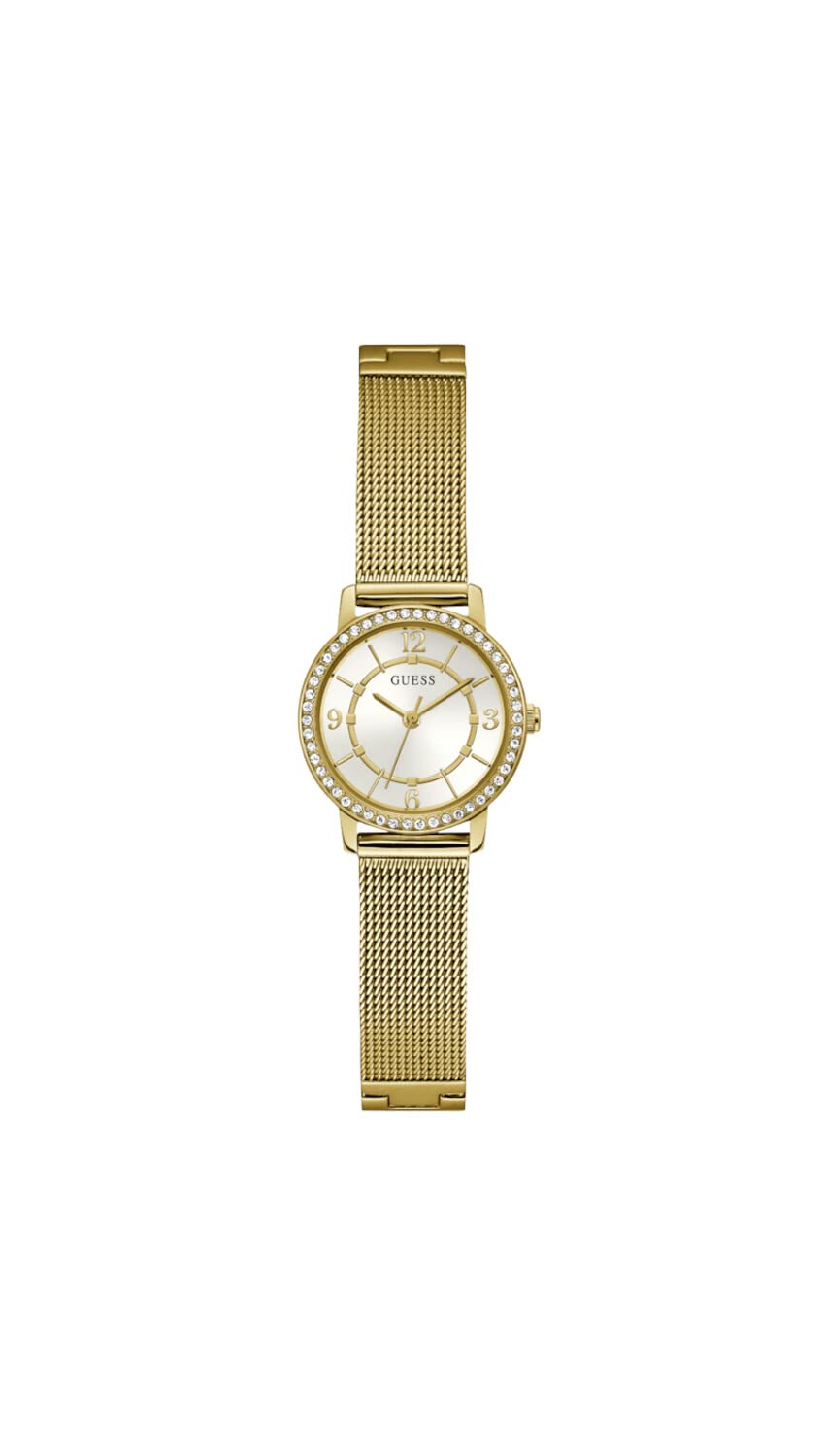 Guess Ladies 28mm Watch - Gold Tone Bracelet White Dial Gold Tone Case