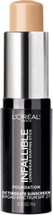 (10ml, Shell Beige) - L'Oreal Paris Makeup Infallible Longwear Foundation Shaping Stick, Up to 24hr Wear, Medium to Full Coverage Cream Foundation Stick, 404 Shell Beige, 10ml