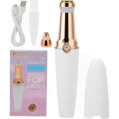 Tengcang 2 in 1 Facial Hair Remover Wireless Eyebrow Trimmer with Light & Face Hair Remover Rechargeable Painless Lady Shaver Hair Remover Hair Trimmer for Women White