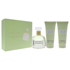 Carven LEau De Toilette For Women - 3 Pc Gift Set, 3.33oz EDT Spray, 3.33oz Light Body Cream, 3.33oz Light Bath and Shower Gel
