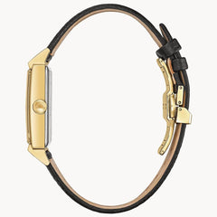 Bulova Men's Frank Sinatra My Way Leather Strap Watch - Gold Tone/ Black Strap