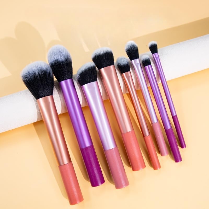 Excefore Makeup Brush Set, 8pcs Professional Full Complete Function Cosmetic Brushes Kit, Colorful Ultra Soft Face and Eye Brush Set, For Foundation, Blush, Eyeshadow and Powder