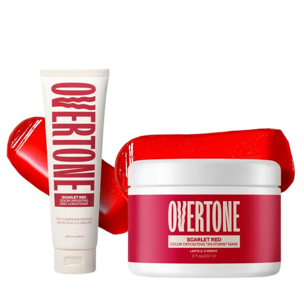 Overtone Semi-Permanent hair Dye & Daily color Depositing Conditioner, Refresh Color & Prevent Fading, Vegan & Cruelty-Free, Scarlet Red