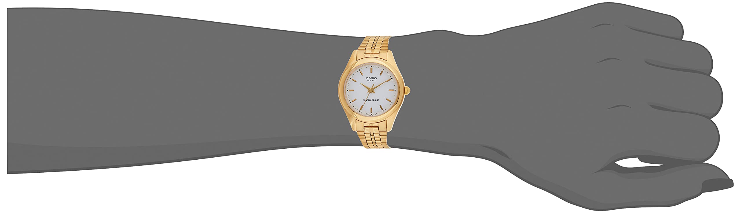 Casio Womens Quartz Watch, Analog Display and Leather Strap Gold/White