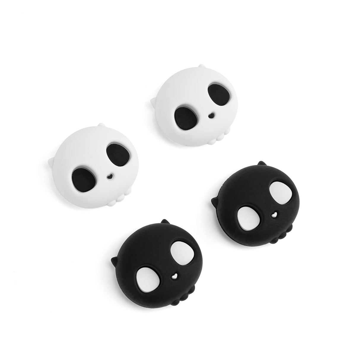 GeekShare Cute Silicone Joycon Thumb Grip Caps, Joystick Cover Compatible with Nintendo Switch/OLED/Switch Lite,4PCS - Skull (White)