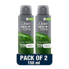 Dove Men+ Care Antiperspirant Deodorant Body Spray, Extra Fresh, Citrus Scent, Triple Defense Technology & 72H Protection - 150ml (Pack of 2)