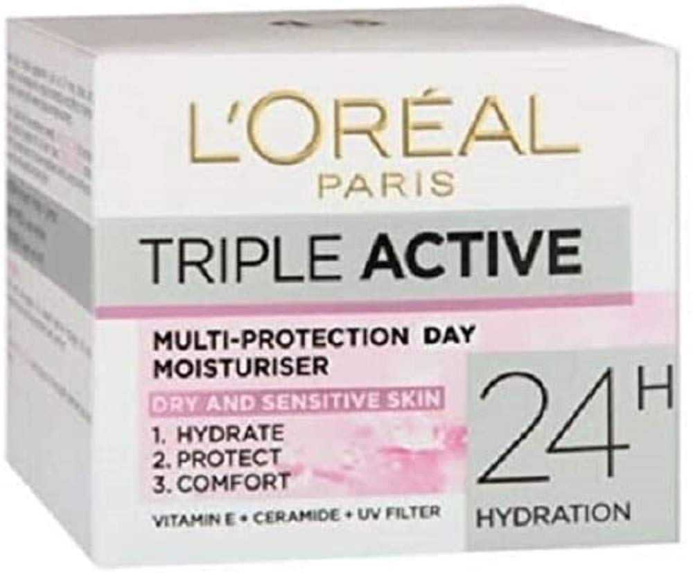 L’Oréal Paris L'Oreal Triple Active Day Dry and Sensitive Skin Moisturiser, 50 ml