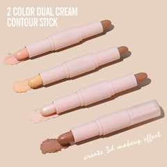 NALACAL 2 Color Dual Cream Contour Stick, Highlight & Contour Bronzer Stick, Long Lasting & Waterproof Contour Sticks Kit for Light Skin Face Makeup