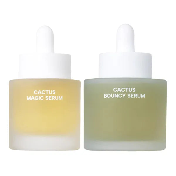 Whamisa Slow-Aging and Hydration Duo: Organic Cactus Magic Serum and Bouncy Serum Bundle