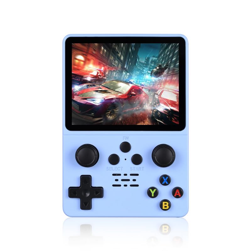 QuantumG - R35S Retro Handheld Game Console with 3.5 Inch IPS HD Display, Linux System, 64GB Inbuilt Games – Compact Pocket Video Game (Blue)