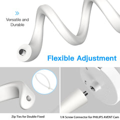 Koroao Flexible Twist Mount for Philips Avent Connected SCD973/37 /SCD923/26 /SCD921/26 Baby Monitor, No Tools or Wall Damage Required (White)